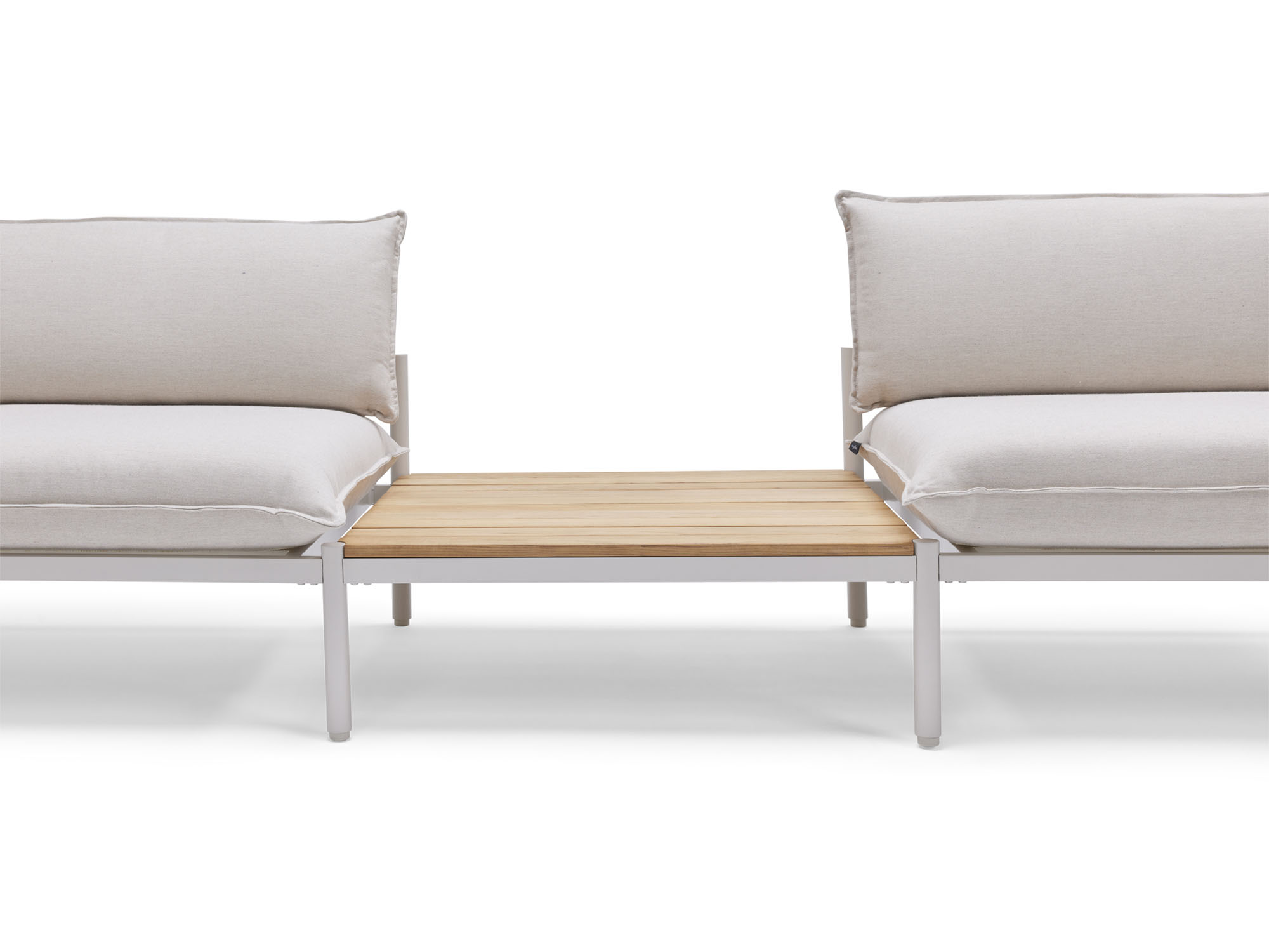 Front view of wood and white large outdoor end table